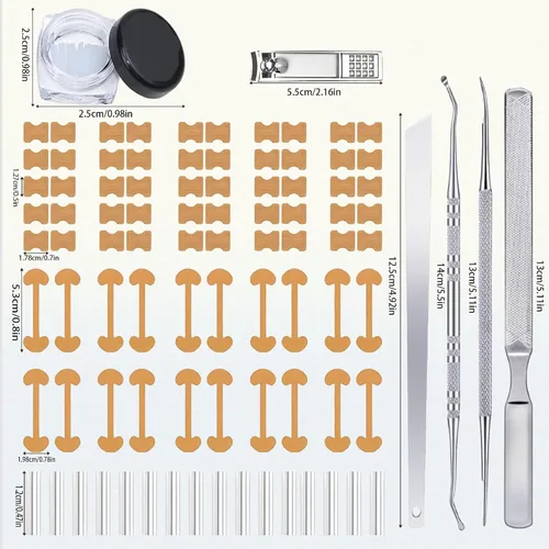 Vista 2 de Kit corrector de uñas encarnadas con tiras de corrección flexibles y cinta – Juego de herramientas profesionales de pedicura en el hogar