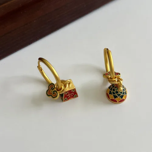 Vista 4 de Aretes de aceite vintage con diseño de gota y elegantes joyas de moda para mujer, cómodas e hipoalergénicas, hebillas de oreja