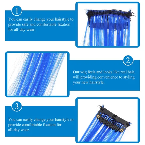 Vista 6 de KALLORY 12 extensiones de peluca, accesorios para el cabello, pelucas para mujer, joyas para el cabello, extensiones de cabello con clip