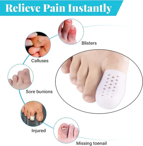 Vista 6 de Protectores de dedos grandes, 8 unidades de silicona para dedos grandes y puntera de gel para hombres y mujeres, para evitar el alivio del dolor