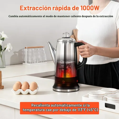 Vista 3 de VEVOR Cafetera Eléctrica de 12 Tazas con Percolador, Cafetera de Acero Inoxidable 304 con Función de Mantenimiento en Calor y Mango Resistente al