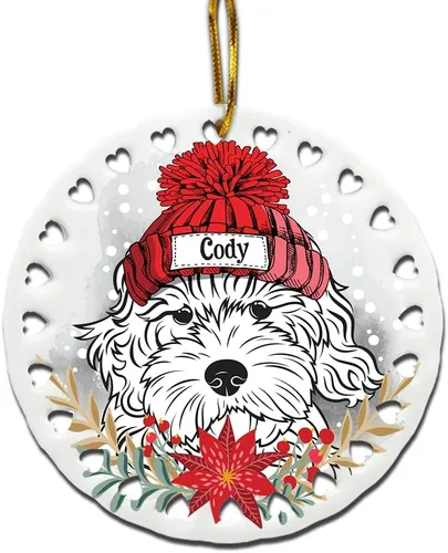 Vista 13 de BELLA BUSTA -Adorno de Navidad para perros, decoración navideña para amantes de los perros, estampado de Navidad UV