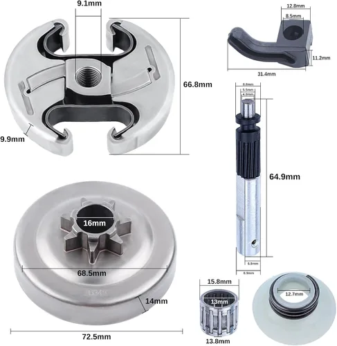 Vista 5 de Adefol . Kit de 8 tambor de embrague 7T de 325 pulgadas para motosierra Husqvarna 340 345 350 445 450, kit de tambor de embrague 345 con bomba