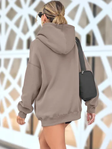 Vista 4 de AUTOMET Sudaderas de gran tamaño con capucha de forro polar para mujer, camisas de manga larga, sudaderas con bolsillo para otoño 2025