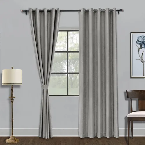 Vista 23 de Fcosie Cortinas opacas de 84 pulgadas de largo con textura de lino, con aislamiento térmico, con ojales en la parte superior con forro opaco blanco