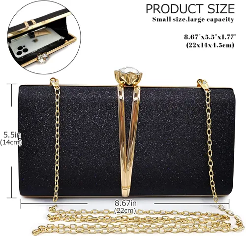 Vista 2 de Aovtero Bolso de noche para mujer, bolso de novia con cadena