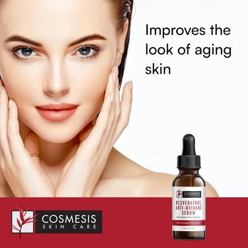 Vista 2 de Suero antioxidante de resveratrol - Combate el envejecimiento con antioxidantes de polifenoles y resveratrol del té - 1 fl oz - Cosmesis