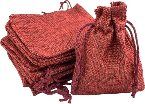 Vista 19 de Palmhomee Paquete de 20 bolsas de regalo de arpillera con cordón, bolsas de joyería de lino, bolsas de yute de boda para joyas y bolsas