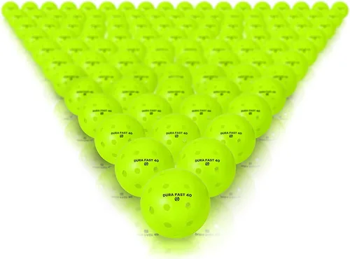 Vista 5 de Dura Fast 40 Pickleballs Pelotas de pickleball para exteriores neón o amarillas aprobadas por USAPA y sancionadas para jugar en torneos