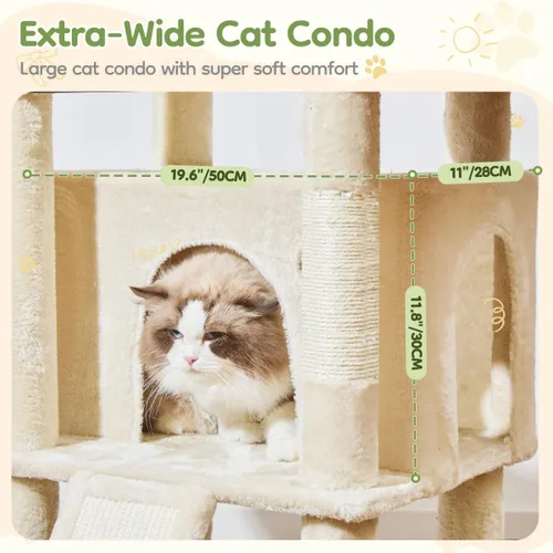 Vista 4 de Taoqimiao Árbol para gatos de 72 pulgadas para gatos grandes, torre alta de varios niveles, condominio ampliado para gatos con tabla de rascar