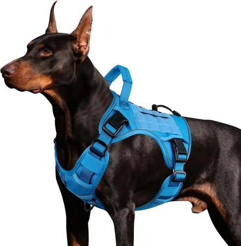 Vista 9 de WINGOIN Arnés táctico negro para perros pequeños, arnés resistente sin tirones con asa, arnés militar reflectante ajustable K9 para mascotas