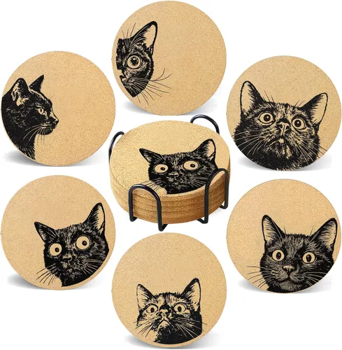 Vista 12 de Posavasos para Bebidas con Soporte Juego de 6, Lindos Posavasos de Animales al por Mayor para Regalos de Inauguración de Casa para Parejas de Nuevo