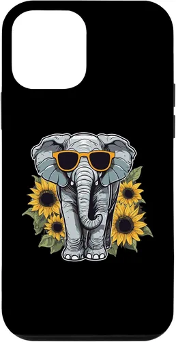 Vista 16 de Elephant with Sunglasses and Sunflowers Case for iPhone 16