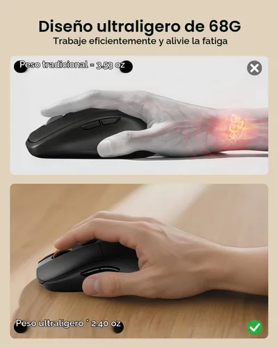 Vista 3 de ProtoArc EM15 - Ratón USB C, ratón inalámbrico Bluetooth para MacBook Negro