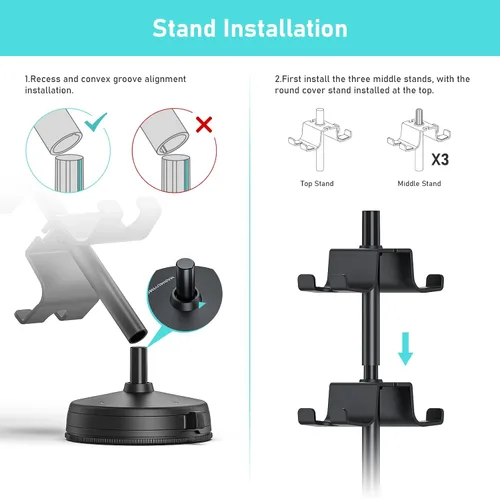 Vista 6 de MANMUVIMO Headphone Controller Storage Holder for Desk 4 Tiers with Anti-Slip Stable Suction Cup, Controller Holder, Universal Gaming Desk