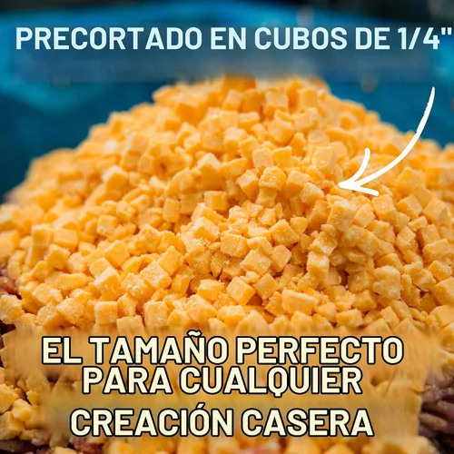 Vista 4 de Carniceros barbudos de queso cheddar de alta temperatura de 2.5 libras – Cubos de 1/4 de pulgada estables en almacenamiento para hasta 25 libras