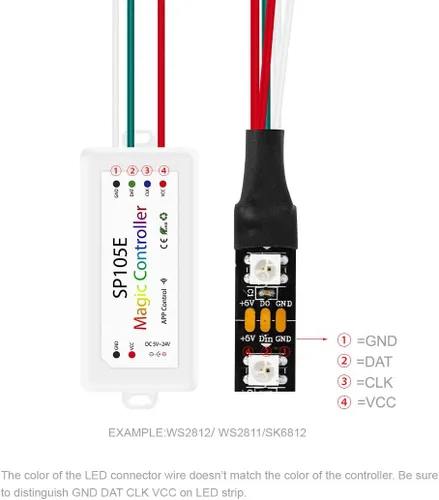 Vista 4 de BTF-LIGHTING Controlador Bluetooth inalámbrico SP105E aplicación iOS/Android para WS2811 WS2812B WS2815 WS2813 WS2801 SK6812 WS2815 SK9822 APA102