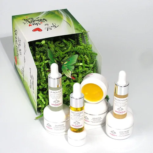 Vista 6 de YUNASENCE Caja de Secretos de Belleza. Colección de viaje de 8 productos clave. Suero de ácido hialurónico facial, aceite facial, suero