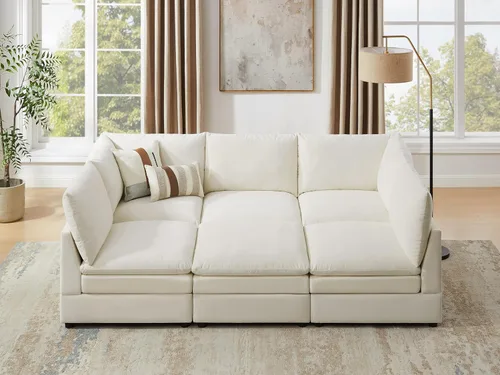 Vista 14 de Cómodo sofá biplaza, sofá moderno seccional de 2 asientos, Terry Curry Cloud Comfort, tapizado, cojín grueso, sofás para sala de estar
