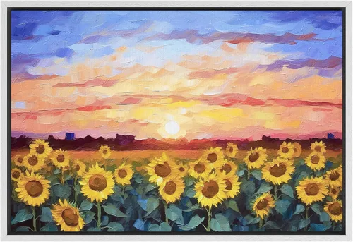 Vista 42 de SIGNFORD Lienzo impreso para pared, puesta de sol, campo de girasol, naturaleza, desierto, paisaje decorativo, relajante, tranquilo, para sala