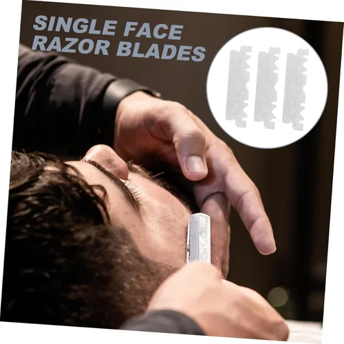 Vista 2 de Beavorty 300 piezas de cuchilla de afeitar cortador de cara cortador de barbería cuchillas recubiertas de platino afeitador para hombres viejo