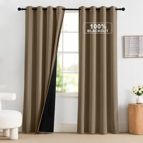 Vista 88 de NICETOWN Cortinas 100% Opacas Cortas de 36 Pulgadas de Largo para Dormitorio, Privacidad Aislamiento Térmico con Ojales Cortinas de Ventana
