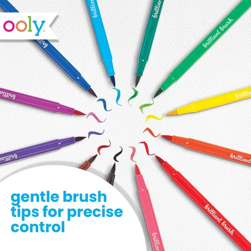 Vista 3 de Ooly Brilliant Brush 12 Colores Clásicos, Plumas de Caligrafía para Escribir y Lettering a Mano, Plumas de Doble Punta para Principiantes o Niños