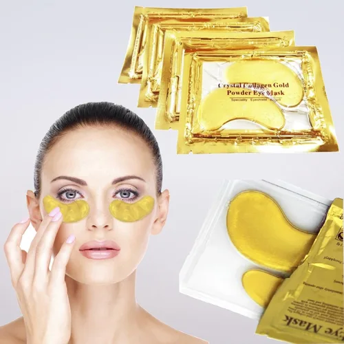 Vista 6 de Hitece por 10/20/30/50/60/80/100 pares al mayor, parche de hoja de oro de 24 Quilates, polvo gel, colágeno para ojos. Máscara anti envejecimiento