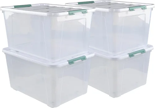 Vista 10 de Paquete de 6 cajas de almacenamiento de plástico de 20 L, caja de almacenamiento transparente con tapas