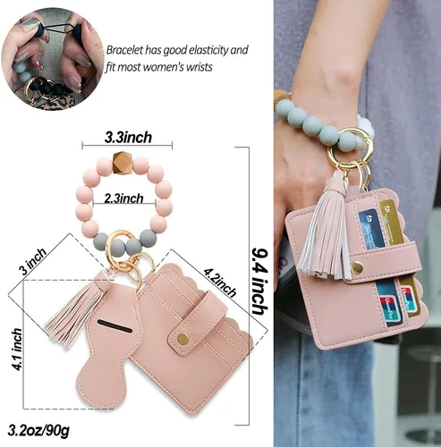 Vista 2 de Llavero Pulsera Llavero Pulsera Silicona Brazalete Billetera Tarjeta Chapstick Holder