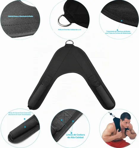 Vista 2 de Ab Crunch Arnés Cable Accesorio Ab Ejercicio Máquina de Cable de Gimnasio Entrenamiento Abdominal Crunch Core Equipo de entrenamiento muscular