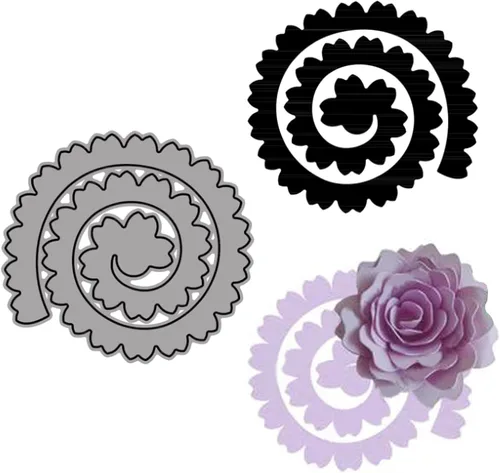 Vista 4 de 10 piezas de troqueles de metal de flores en espiral 3D para hacer tarjetas DIY, álbumes de recortes, troqueles en relieve, plantilla de punzón