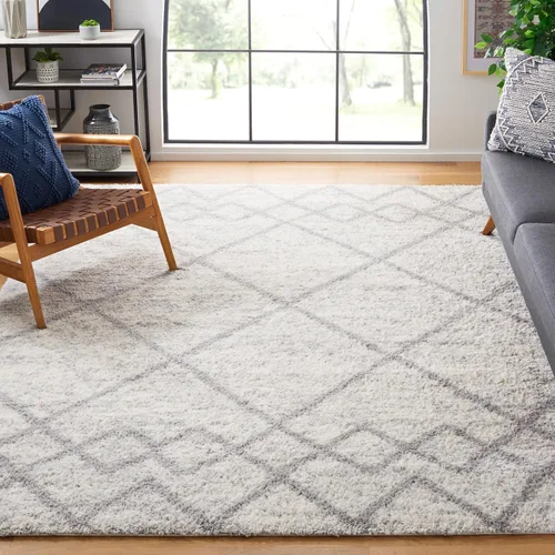 Vista 18 de SAFAVIEH Berber Shag Collection - Alfombra para pasillo, 2 pies 3 pulgadas x 8 pies, color gris y marfil, diseño bohemio rústico, no desprende