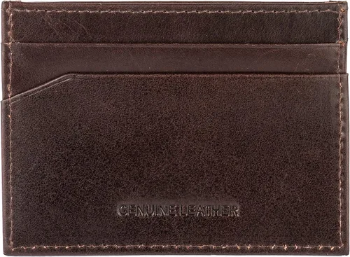 Vista 2 de Cartera delgada de piel auténtica con protección RFID, Marrón
