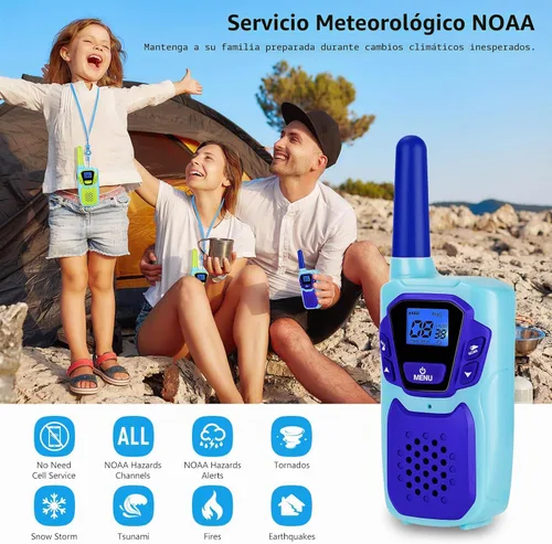 Vista 4 de Topsung Walkie Talkies for Kids Long Range Walkie-Talkie for Adults Rechargeable 4 Pack with Lanyard NOAA USB, Family Pink 2 Way Radio Toys for 3-12