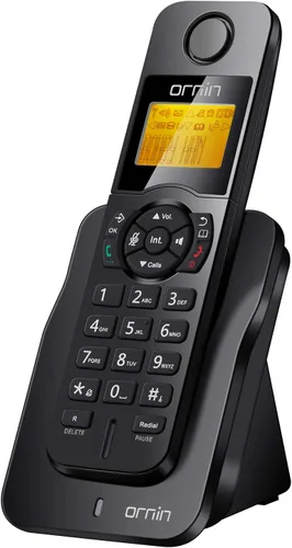 Vista 9 de Teléfono inalámbrico Ornin D1004 para el hogar, tecnología ECO, pantalla LCD ámbar de 1.6 pulgadas, identificador de llamadas, botones grandes