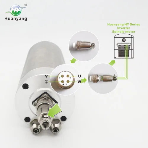Vista 2 de Motor refrigerado por agua del eje del CNC 220V 2.2KW 24000RPM 400hz Φ80mm ER20 3-rodamientos para la máquina de grabado
