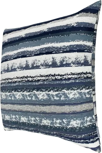 Vista 2 de Fundas de almohada jacquard a rayas de 16 x 16 pulgadas, paquete de 2, azul marino