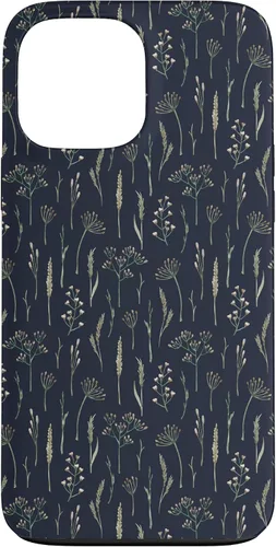 Vista 24 de Funda neutra Boho Dry Wildflower Meadow Botanical (azul marino) para iPhone 16