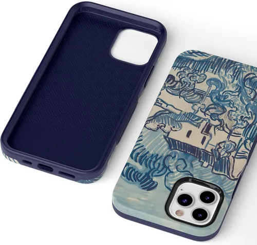 Vista 6 de Funda Casely para iPhone 12/12 Pro Paisaje de Van Gogh con Casas Diseño Protector Atrevido Compatible con MagSafe