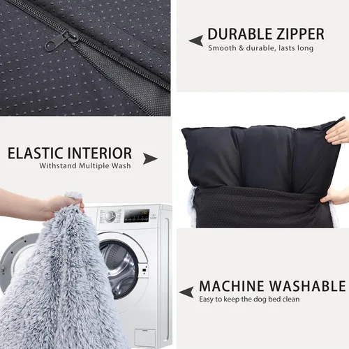 Vista 2 de Cama ortopédica para perros de tamaño grande, lavable con funda extraíble, cama para jaula impermeable, fondo antideslizante, cama para mascotas
