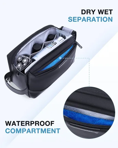 Vista 3 de BAGSMART Neceser para hombre, organizador grande de artículos de tocador de viaje, kit Dopp resistente al agua, bolsa de afeitar para accesorios