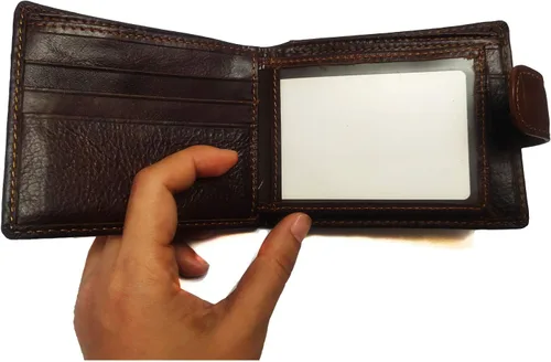 Vista 24 de Hombres Cool Eagle Wolf Caballo Totem Cuero Vaca Vertical Cartera Cremallera Multi-tarjeta Titular, Tótem de caballo, Minimalista