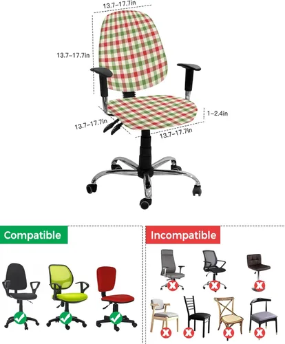 Vista 4 de Juego de 2 fundas elásticas para sillas de oficina y computadora, fundas elásticas para asiento de silla giratoria de escritorio, fundas protectoras