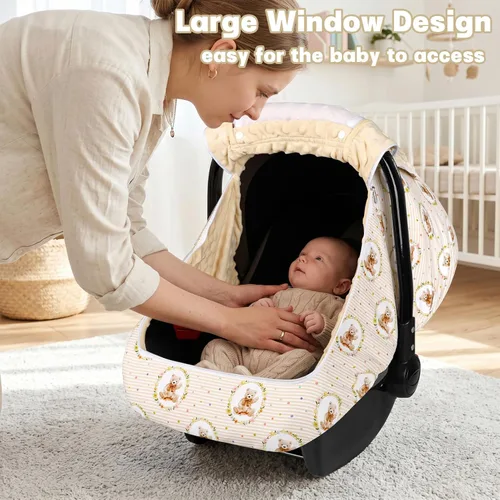 Vista 4 de Hooyax Funda de asiento de automóvil para bebé con doble cremallera, toldo de malla extra grande para asiento de automóvil, protección contra todas