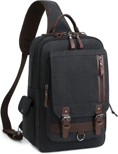 Vista 7 de Mygreen bolsa cruzada de lona, mochila de viaje Verde militar
