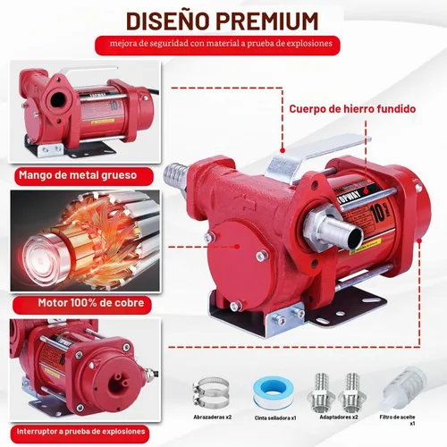 Vista 2 de TOPWAY Bomba de combustible de gasolina de 110 V CA, bomba de transferencia de aceite autocebante de 10 GPM con asa, protección contra