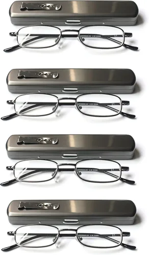 Vista 9 de Paquete de 4 lentes de lectura portátiles delgados y delgados con estuche de bolsillo para hombres y mujeres