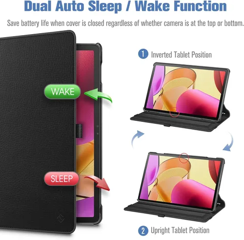 Vista 6 de Fintie Funda giratoria para Amazon Fire Max 11 (13ª generación, versión 2023) con soporte para lápices integrado, funda protectora con soporte