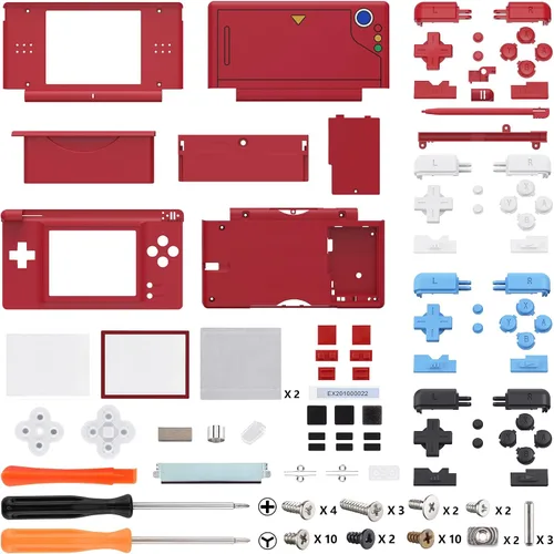 Vista 2 de eXtremeRate Carcasa completa de repuesto transparente para Nintendo DS Lite, funda de consola de mano personalizada con botones, lente de pantalla